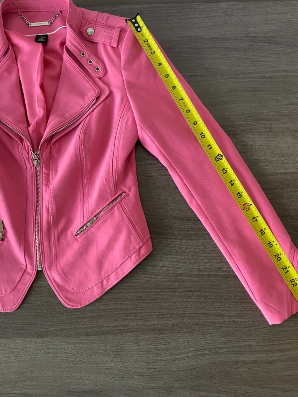 White House Black Market Pink Moto Jacket | Size 0 | Chic Fitted Blazer - Picture 11 of 12